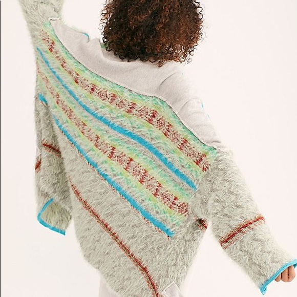 Free People Fair Weather fuzzy striped cardigan - Picture 2 of 9